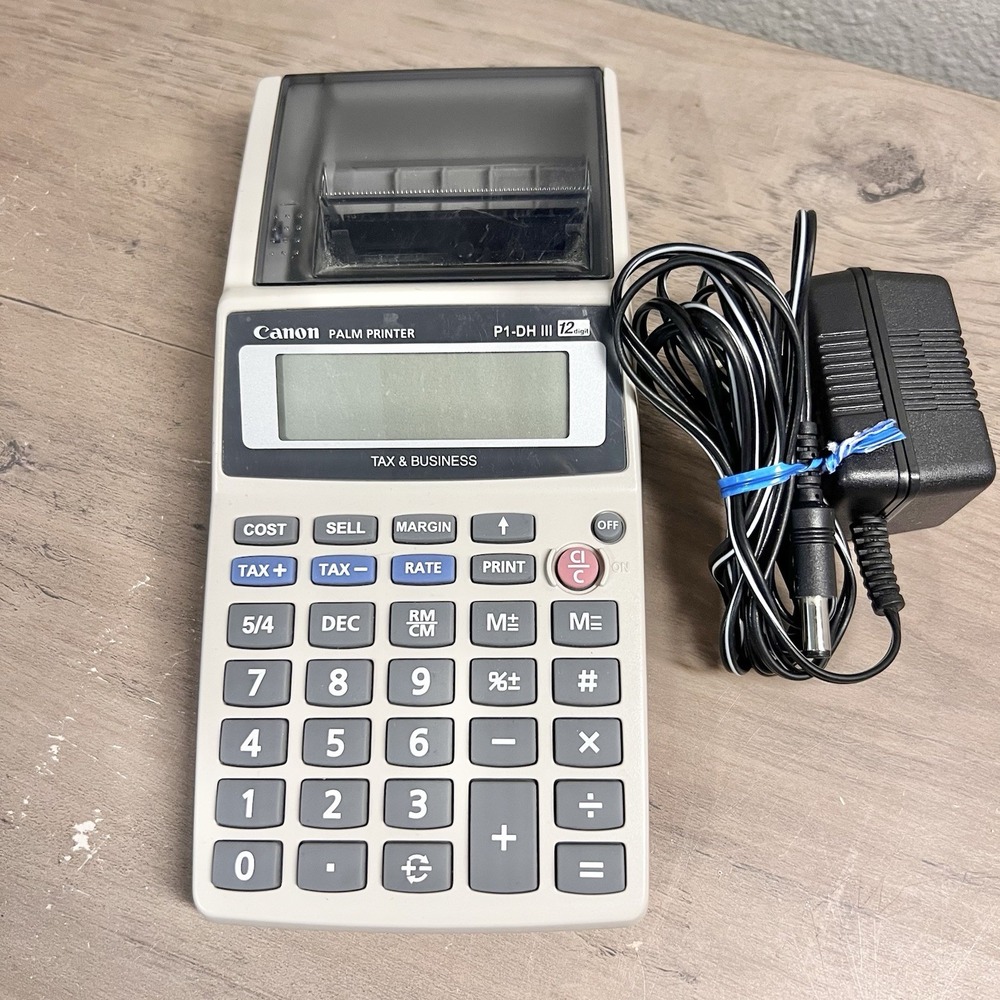 Vtg Canon P1-DH III Printing Calculator Palm Printer‎ w/ AC Adapter Tested Works